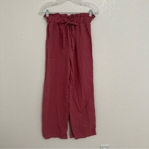 NWOT Womens Old Rose Paper Bag Wide Leg Pants